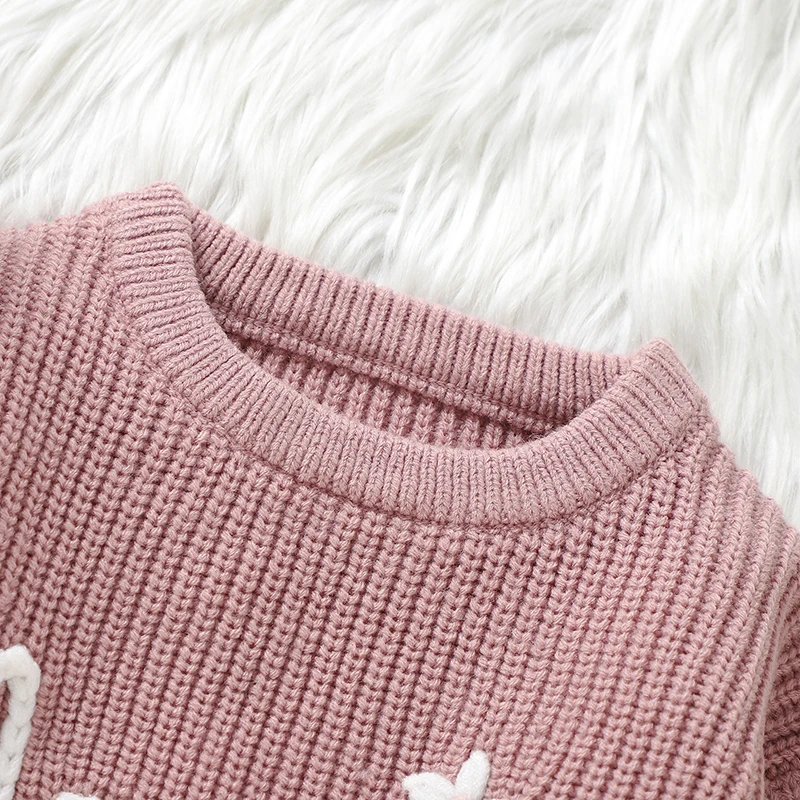 Baby Girls Sweaters Clothes Spring Autumn Casual Crew Neck Long Sleeve Knit Newborn Pink Pullovers Jumper Winter Infant Knitwear