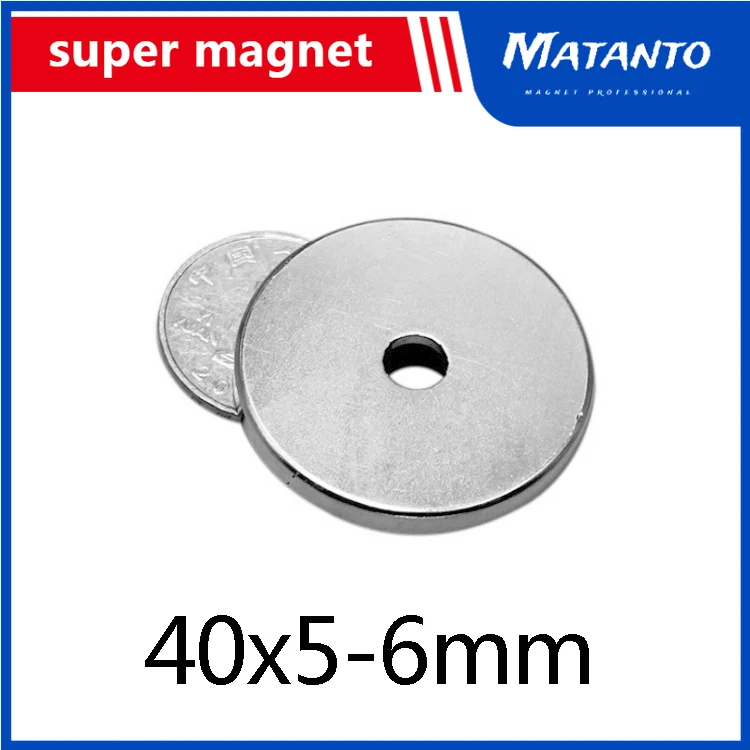 

1/2/5/10/20 pcs 40x5-6 mm Powerful Magnet 40*5 mm Hole 6mm Round Countersunk Magnetic 40x5-6mm Neodymium Disc Magnets 40*5-6 mm