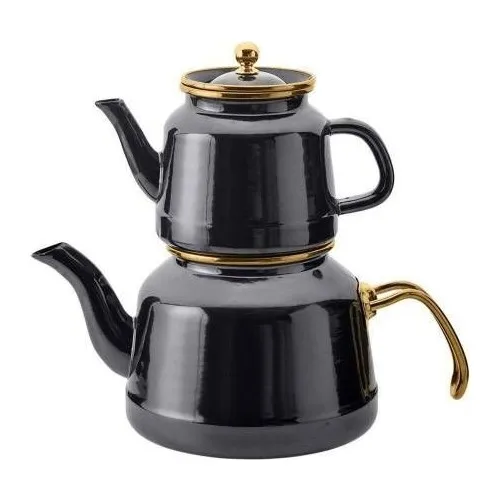 Emsan Troy Enamel Teapot Set Black