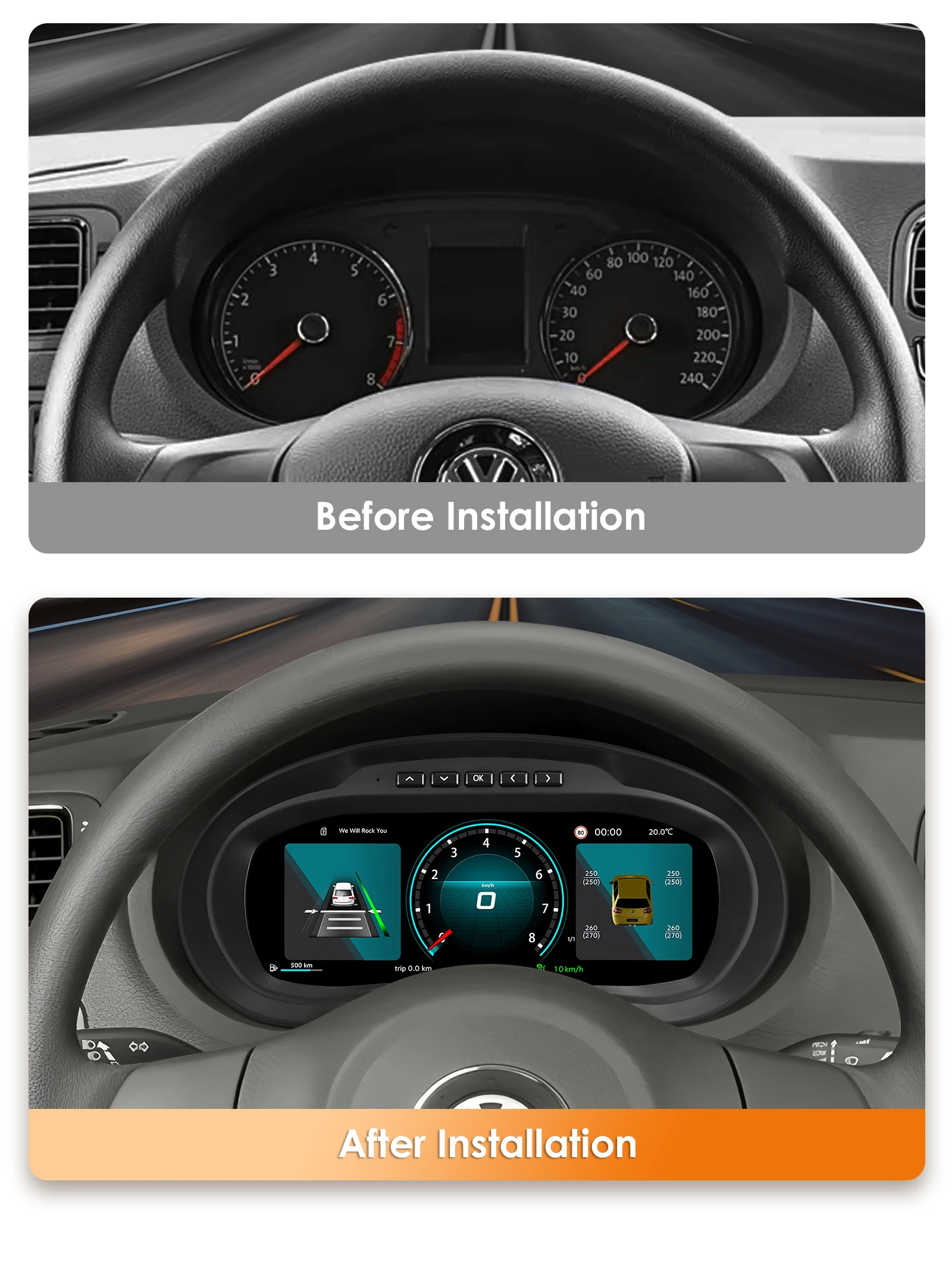 Hizpo 10,25 Zoll Digitales Auto-Armaturenbrett für Volkswagen POLO 2012-2018 Amarok 2011-2016 Modifiziertes Instrumentencluster Armaturenbrett – Detail 4