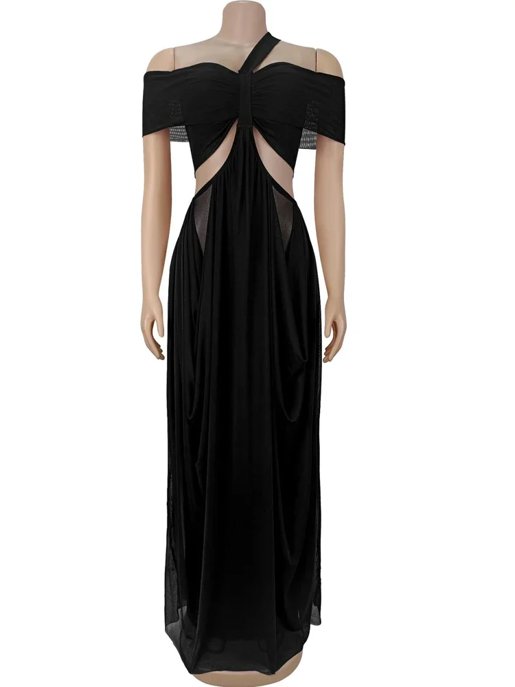 BWQ シックな女性のカットアウトレイヤード不規則なパーティードレス特別な日の衣装ルーズシャーリングナイトアウト Vestidos クラブウェア 2025