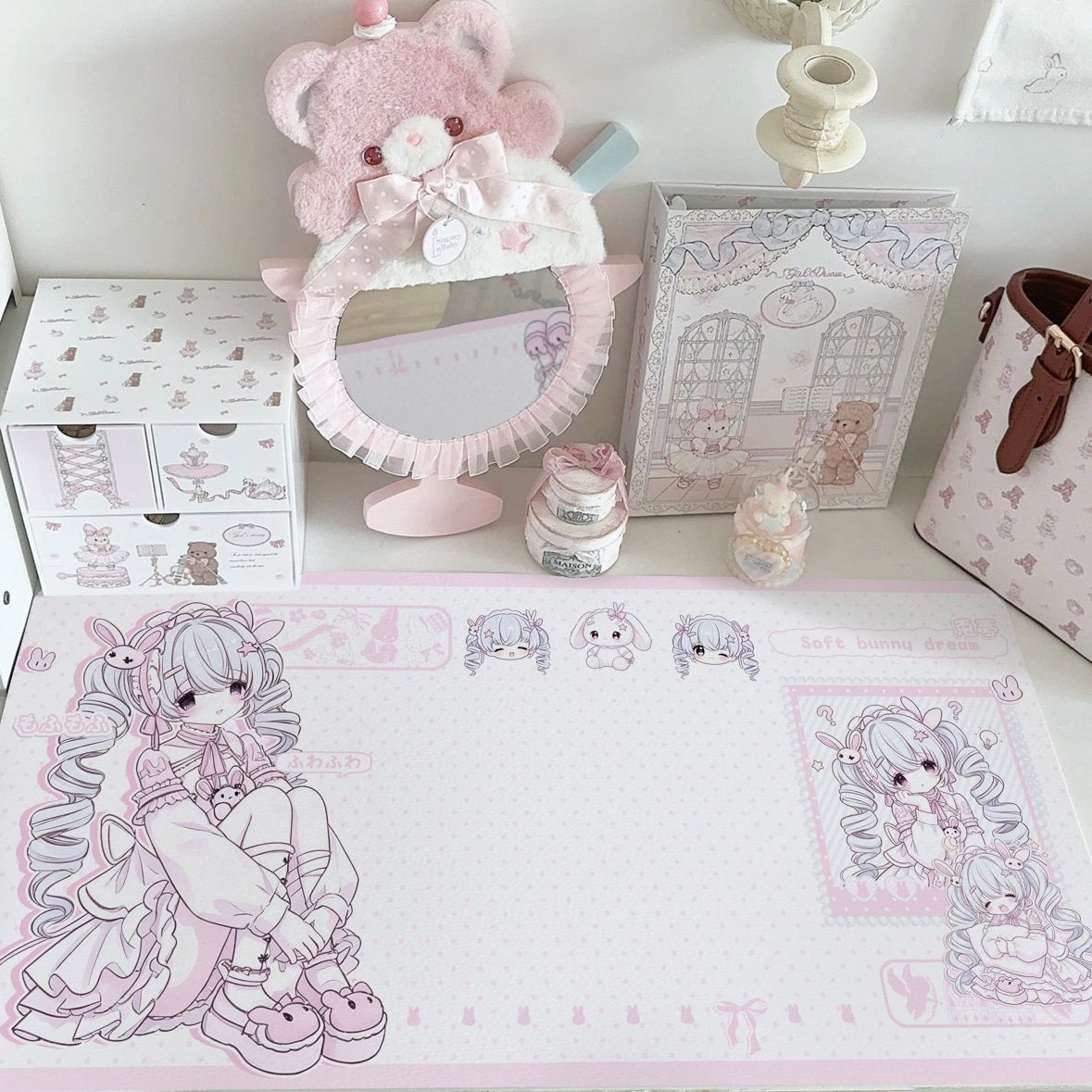 Anime Girl PU Leather Mousepad Office Desk Mat Mouse Pad Computer Game Speed Type Carpet Player Laptop Keyboard Mat Cartoon