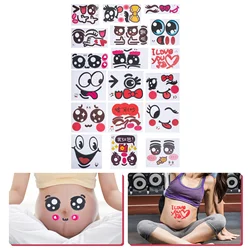 Sheets Expression Stickers Funny Pregnancy Belly Stickers Eyes and Bump Belly Stickers Fridge Sticker for Pregnant Photography