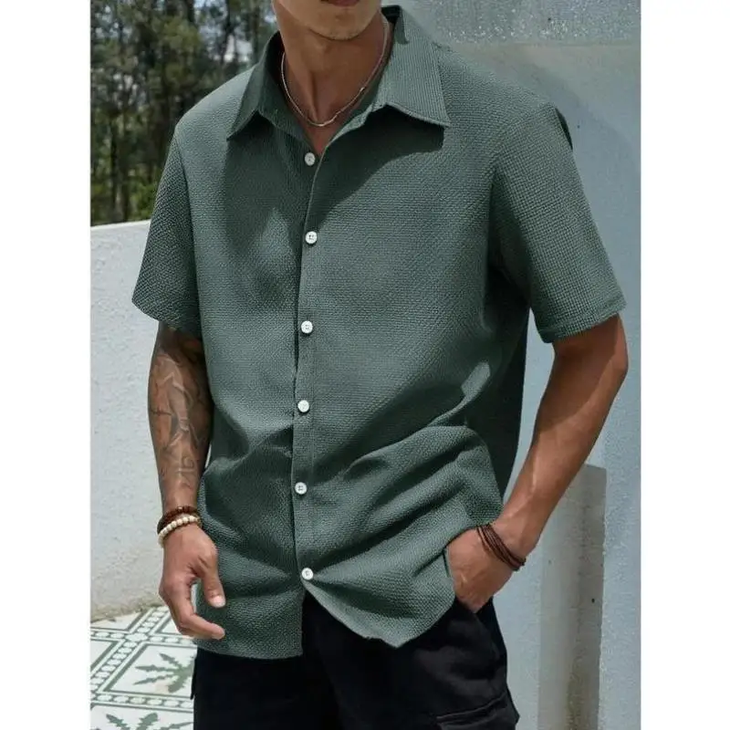 

K 903 Casual Button ort Sve irt Cleanfit Waist PU Leather Other Material 3D Effect Non-deformable Summer 205