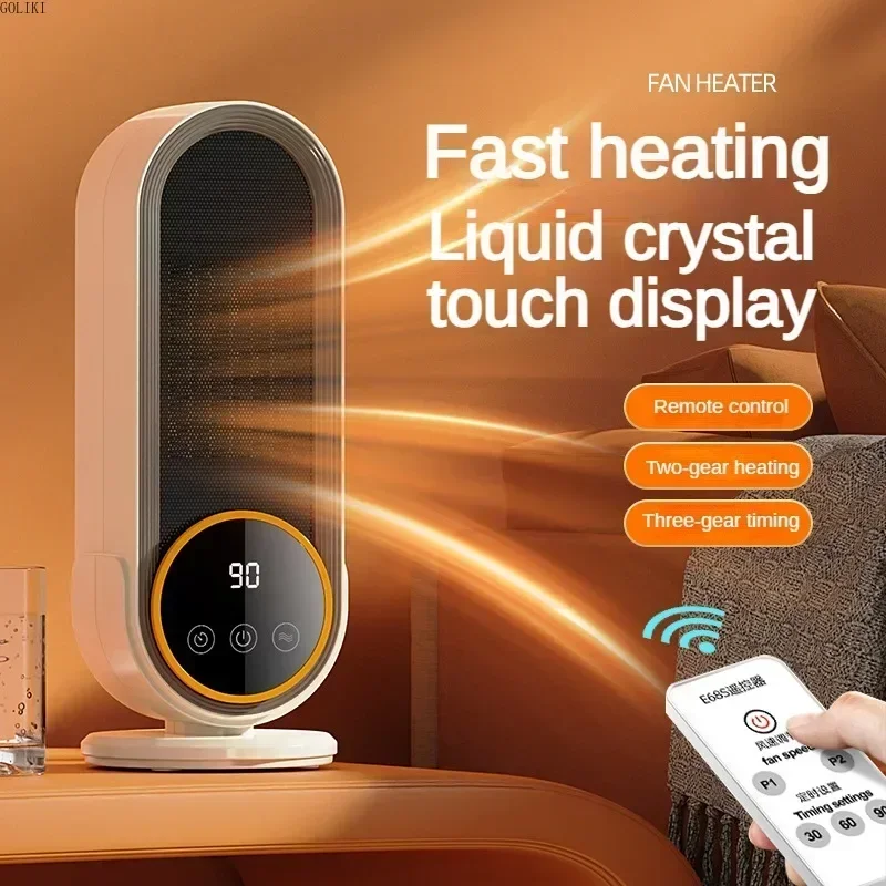 

1200W Portable Electric Heater Touch Screen Remote Control Timer Winter Hand Warmer for Home Office Desktop Use
