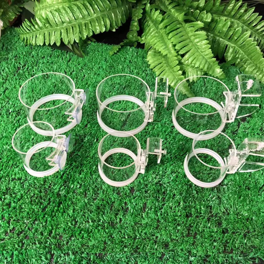 

1pc Fish Feeder 7cm Hook Cylinder Wall 15mm Acrylic Feeding Cup Transparent Anti Collision Fish Tank Fedder Circle Pet Supplies