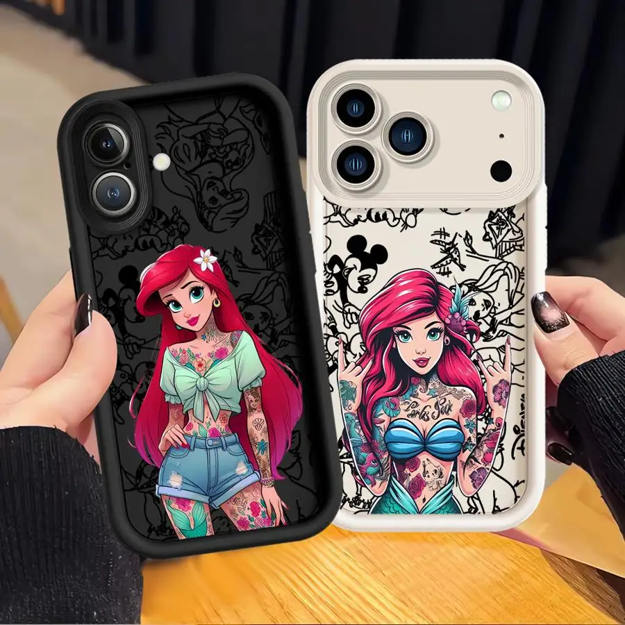 Funda de silicona con diseño de tatuajes de la Princesa Ariel para Samsung S26 S25 S24 S23 S22 S21 S20 M16 Note 20 FE Plus Ultra 4G 5G