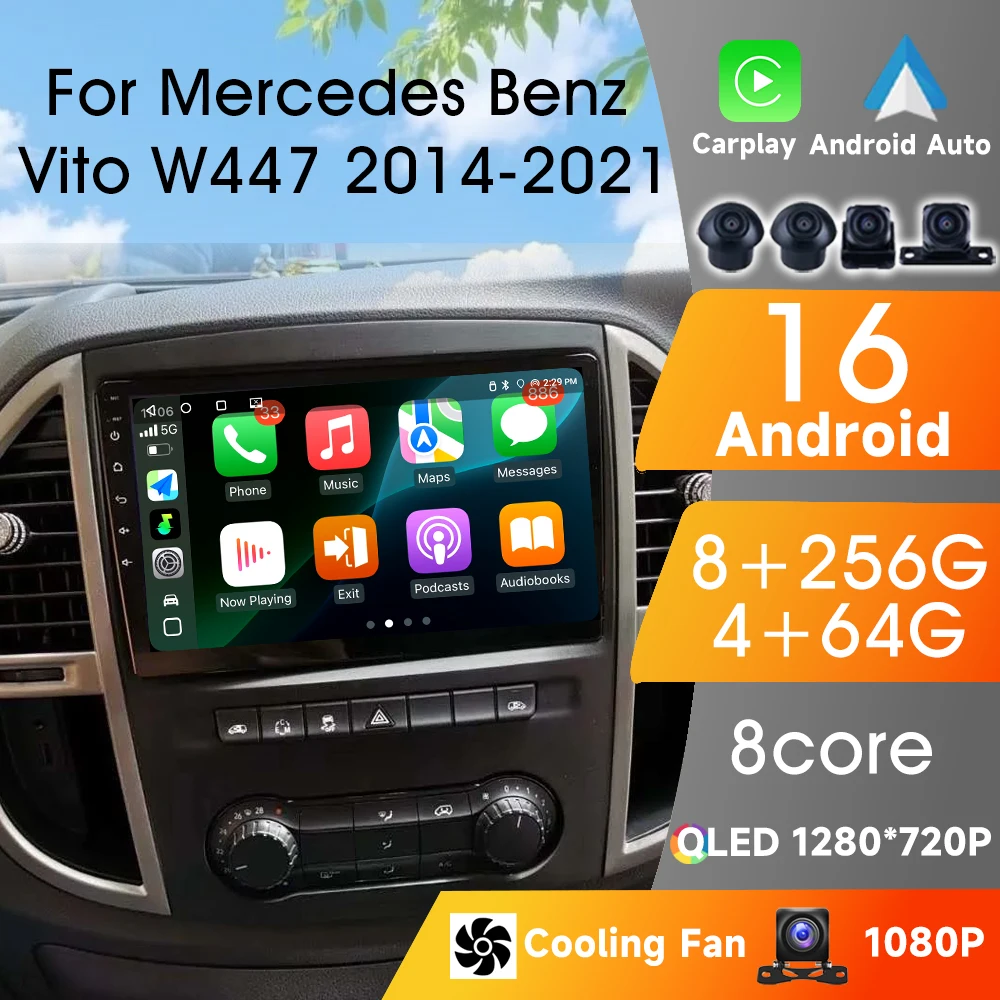 

Autoradio For Mercedes Benz Vito 3 W447 2014-2020 Carplay Android Auto Wireless 8Core WIFI Car Radio Bluetooth Video Stereo GPS