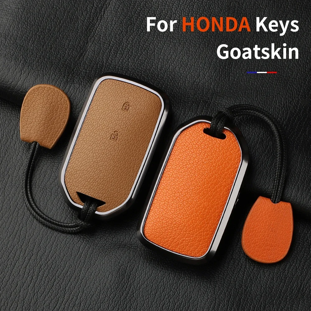 

Aluminum Alloy Goatskin Car Key Case Cover For Honda CRV CR-V Fit Civic Accord HR-V HRV City Odyssey XR-V Auto Keychain
