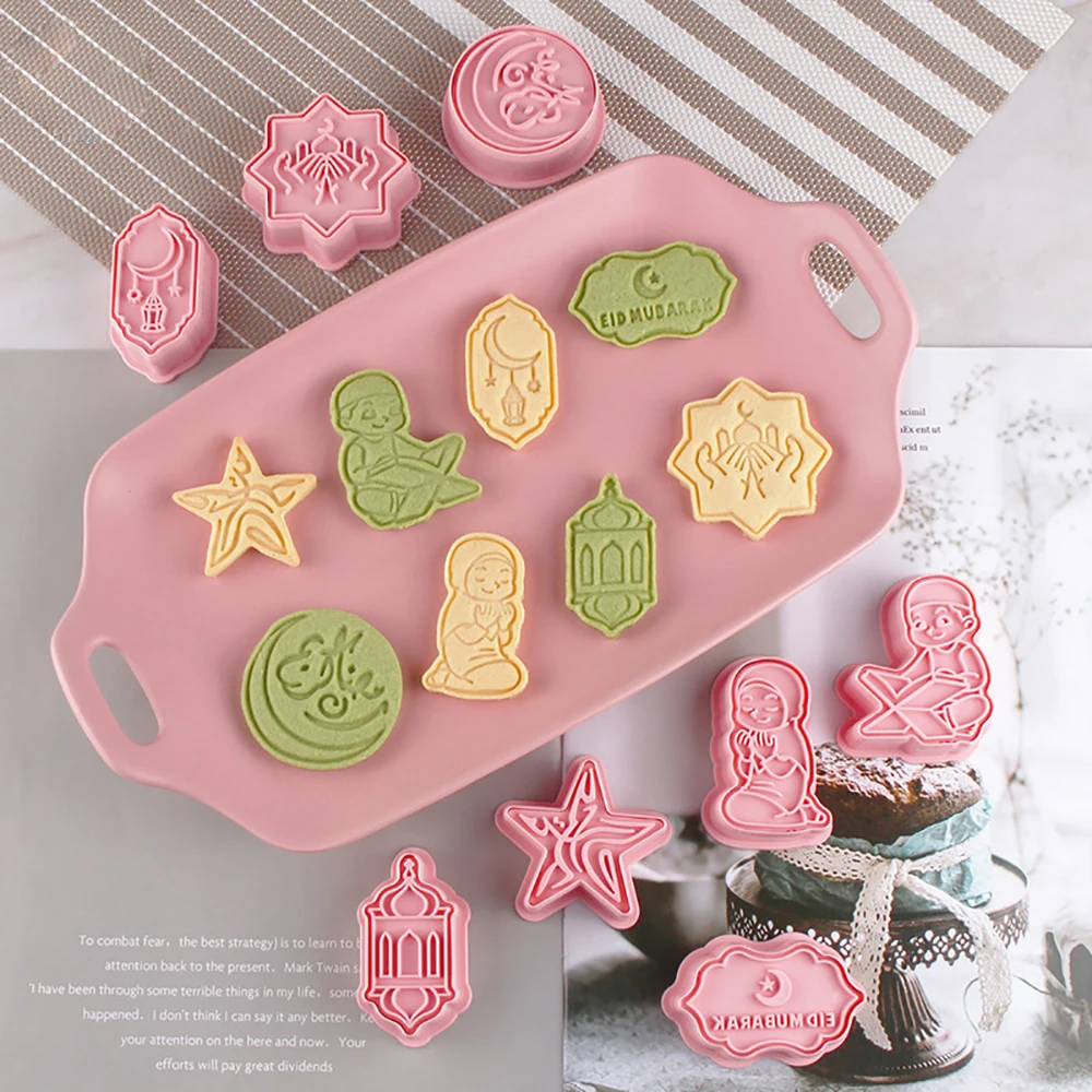 

Eid Mubarak Cookie Embosser Mold Moon Star Pattern Cookie Cutter Ramadan Muslim Party Fondant Cake Decorating Tool