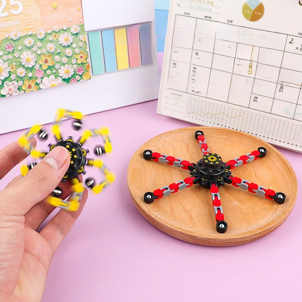 2 Pcs DIY Transform Mechanical Fidget Spinner, Deformable Chain Robot Fingertip Gyro, Novelty Stress‑Relief Fidget Toy, Assorted Random Colors