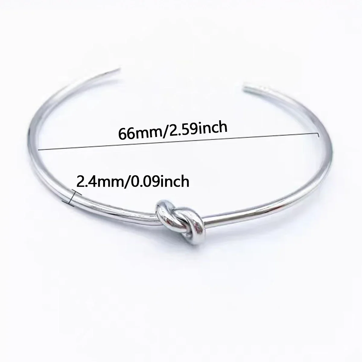 Stainless Steel Bangles Elegant Trendy Round Circular Open Knot Cuff Bracelets for Women Jewelry Goth Temperament Everyday Wear