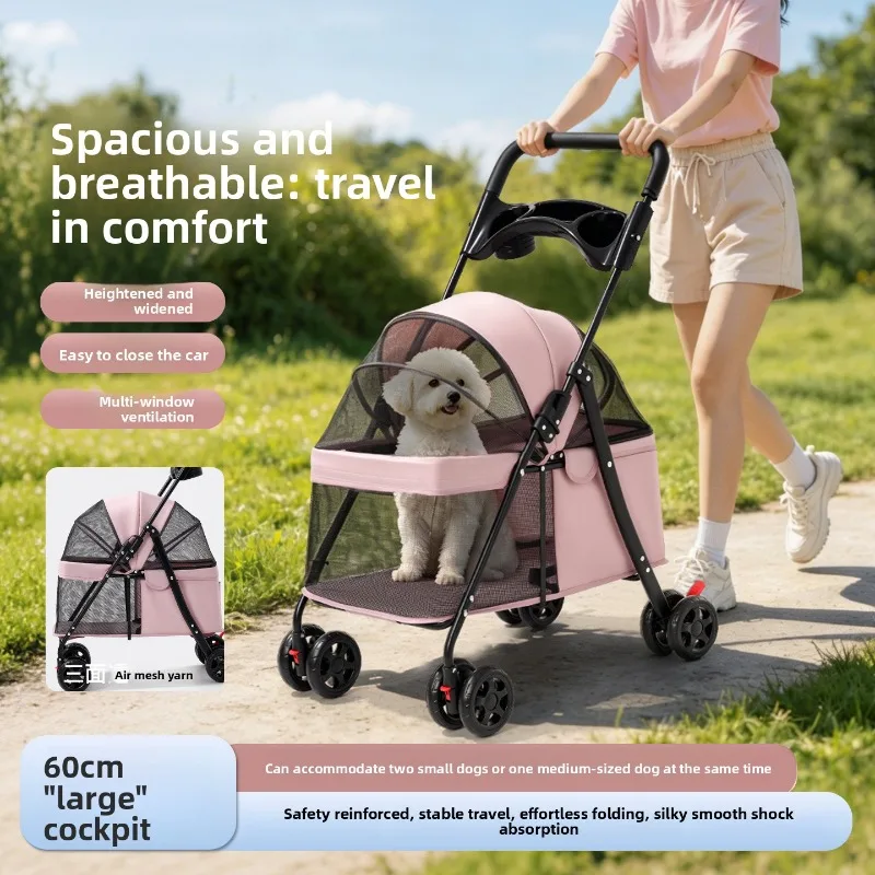 Pet Stroller Lightweight Foldable Portable Travel Cart Small Dogs Cats Cat Stroller Stroller for Dog Outdoor Pet Stroller