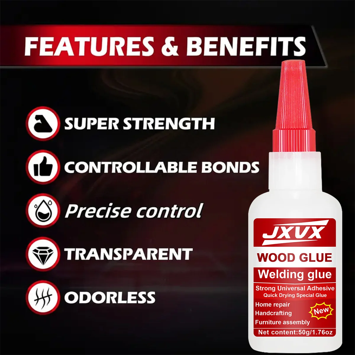 لحام سيراميك جديد JXVX 50 جرام مع غراء عالي المقاومة للزيت، أداة غراء قوية لإصلاح السيراميك الجاف الفوري، درجة حرارة عالية، أمان، غير أبيض، موزع دقيق للهدايا