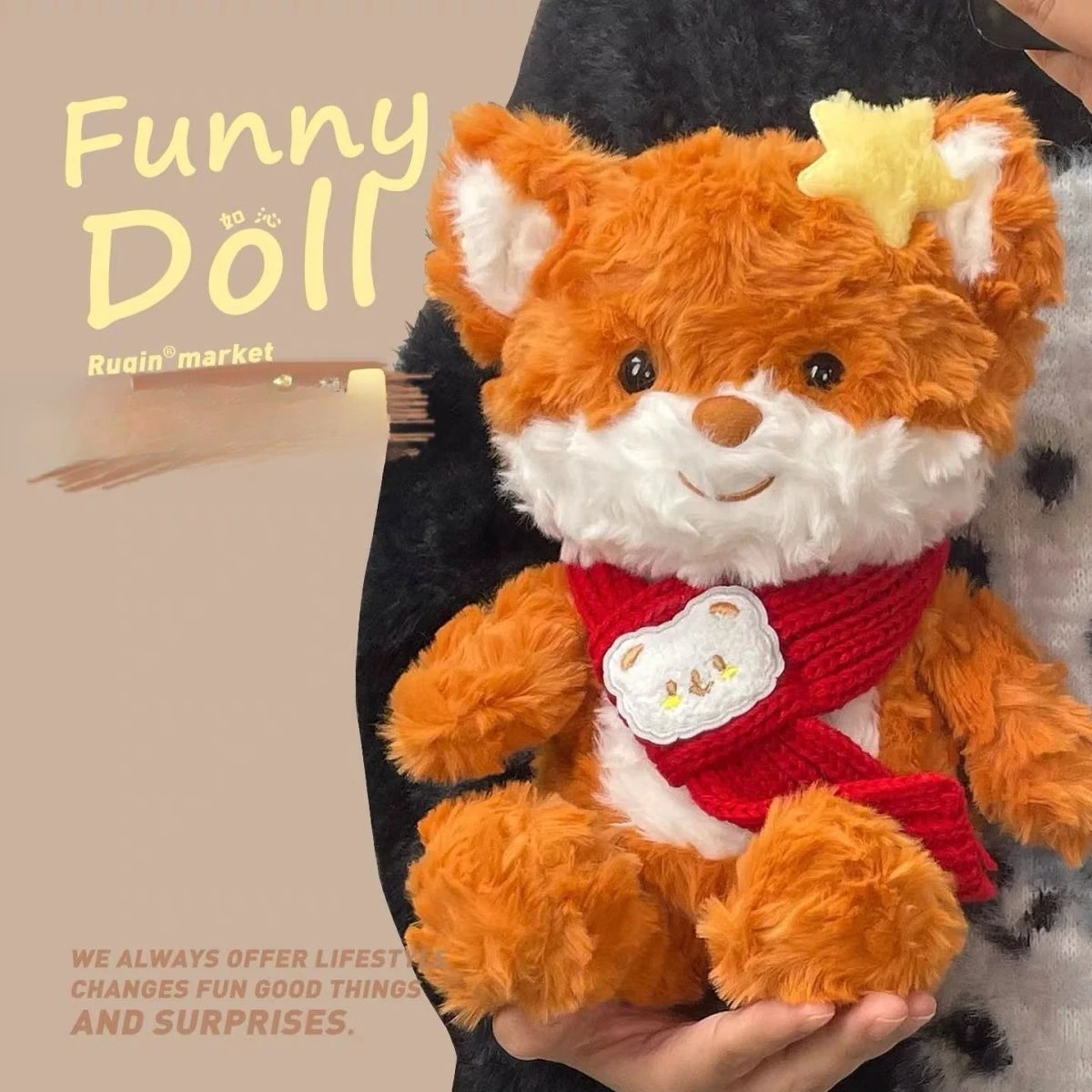 

Плюшевая игрушка с улыбающейся лисой, очаровательная мягкая игрушка с креативным дизайном для девочек, идеальный подарок на день рождения для женщин, друзей и летучих мытьев