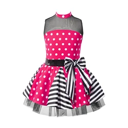Kids Girls Polka Dots Ballet Tutu Leotard Dress Sleeveless Figure Skating Dress Latin Jazz Dance Costumes Lyrical Samba Rumba