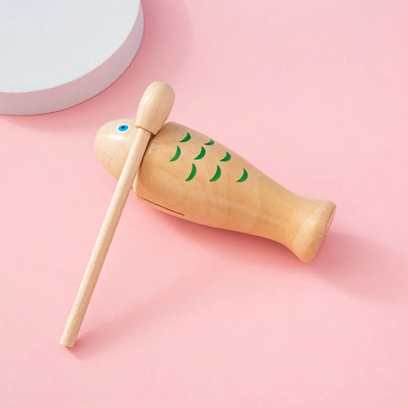 1pc Orff Percussion Wooden Small Fish Clapper Fish-shaped Wooden Fish Musical Instrument Music Class Teaching Aid