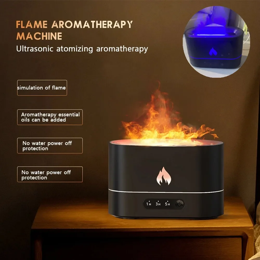 USB Flame LED Night Light 3D Flame Aromatherapy Humidifier Bedroom Valentine's Day Gift