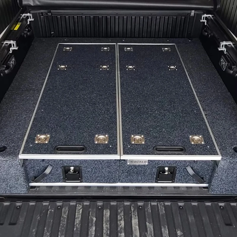 Gladiator 4x4 Offroad Pickup 1380mm Long Sliding Out  Cargo Storage Twin Drawer System with Universal wings for Ranger Hilux