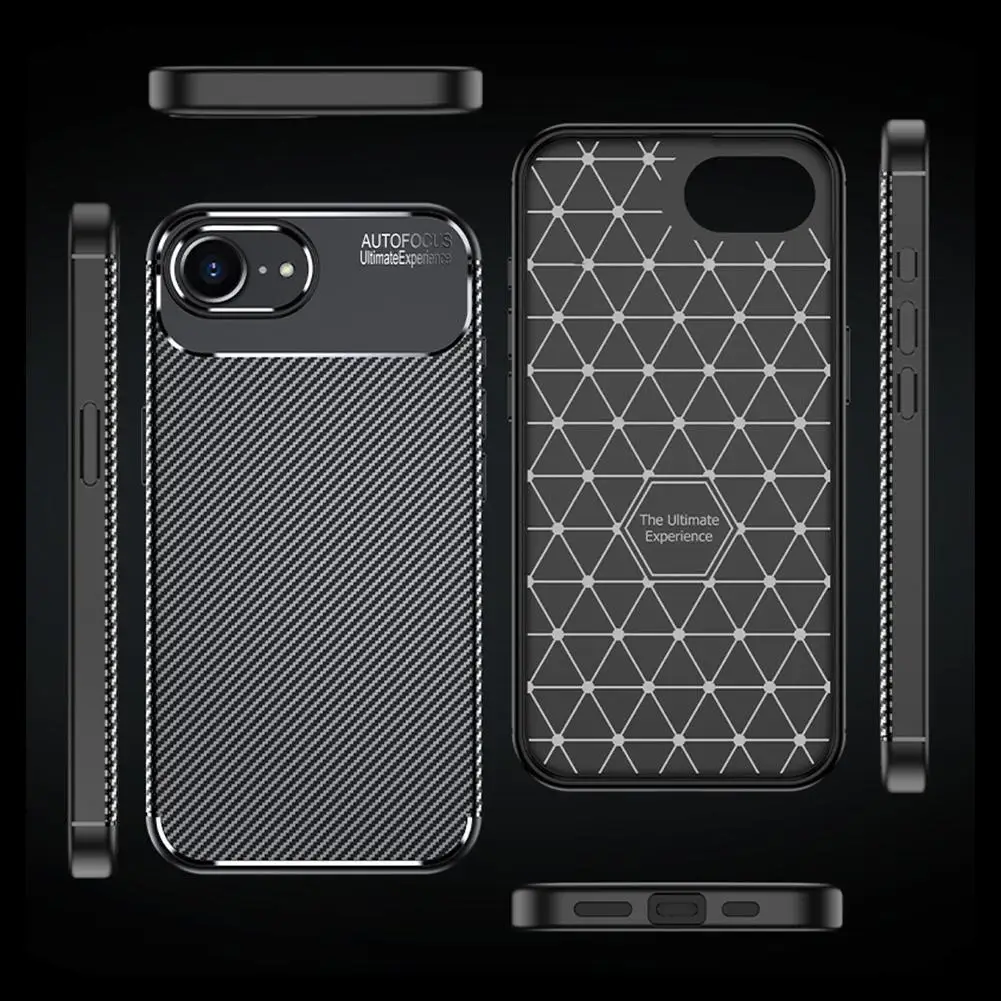 آيفون 16e حافظة واقية من ألياف الكربون الهاتف الوفير للصدمات المضادة للخدش عودة لينة حافظة من البولي يوريثان آيفون 16e اكسسوارات
