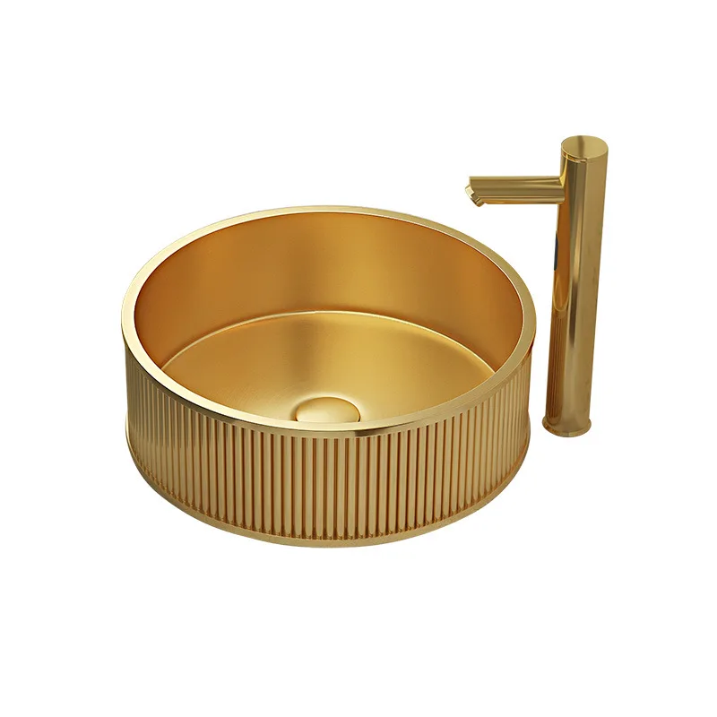 

Golden stainless steel sink basin single basin bathroom sink household