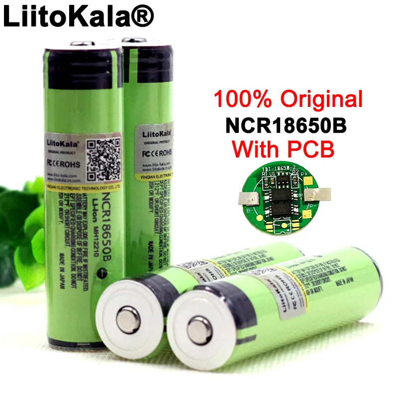 Liitokala Protected Original Rechargeable battery 18650 NCR18650B 3400mah with PCB 3.7V For Flashlight batteries