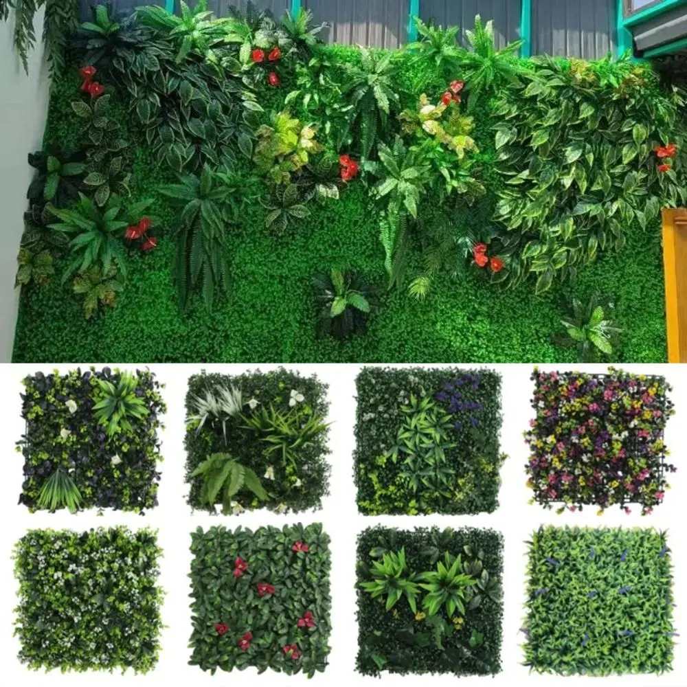 

DIY Artificial Plant Wall Panel Eternal Life UV Protection Simulation Maple Plant Sheet 50*50cm No Watering Fake Green Grass Mat