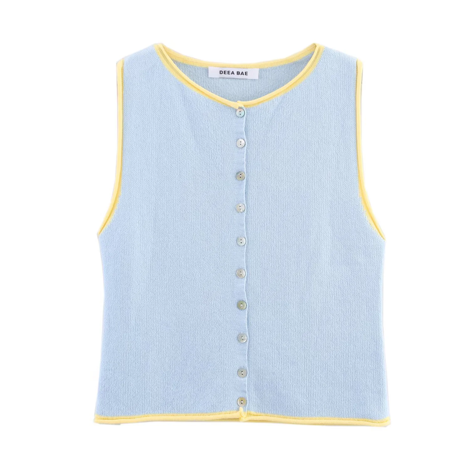 

Summer new women's clothing simple and fashionable temperament patchwork decorative layer round neck sleeveless knitted top