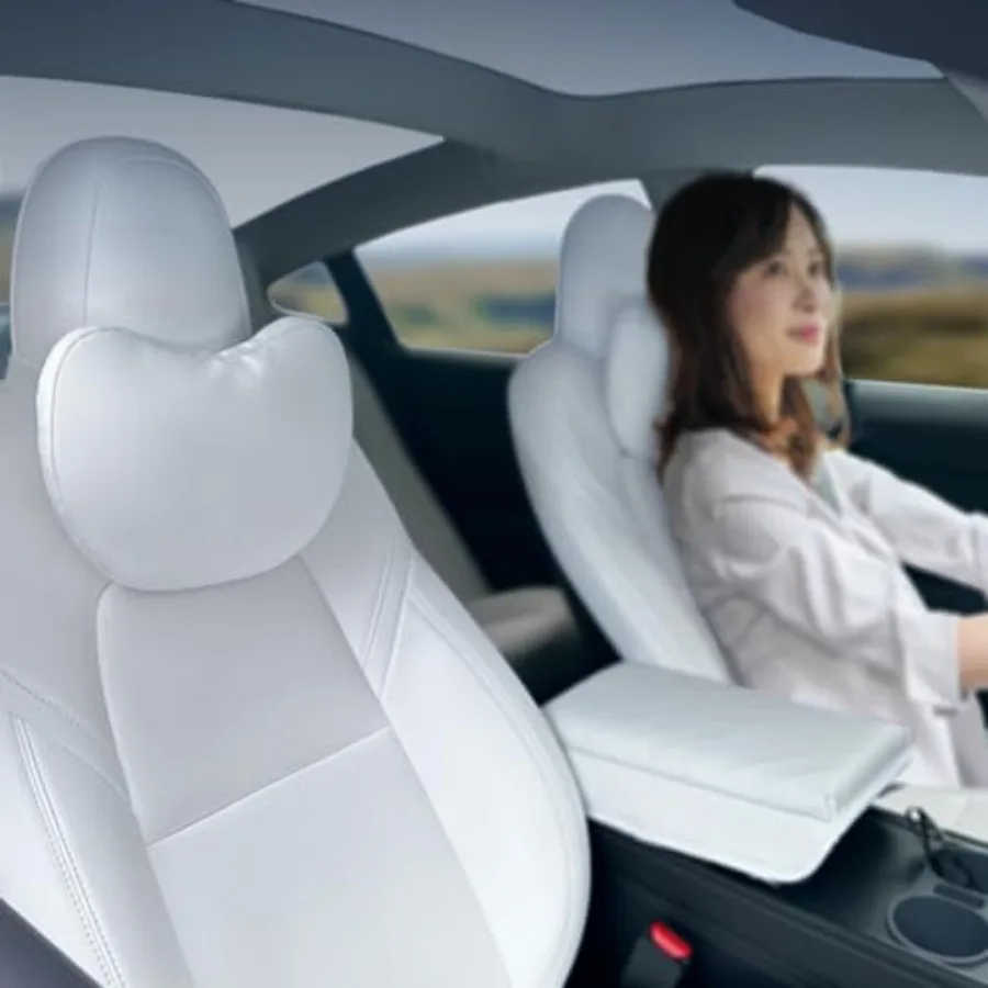 

Подушка для шеи Tesla, 2 шт., для подголовников автомобильных сидений Tesla Model Y, Model 3, Model X, Model S, из кожи Nappa, регулируемая по высоте, утолщенная