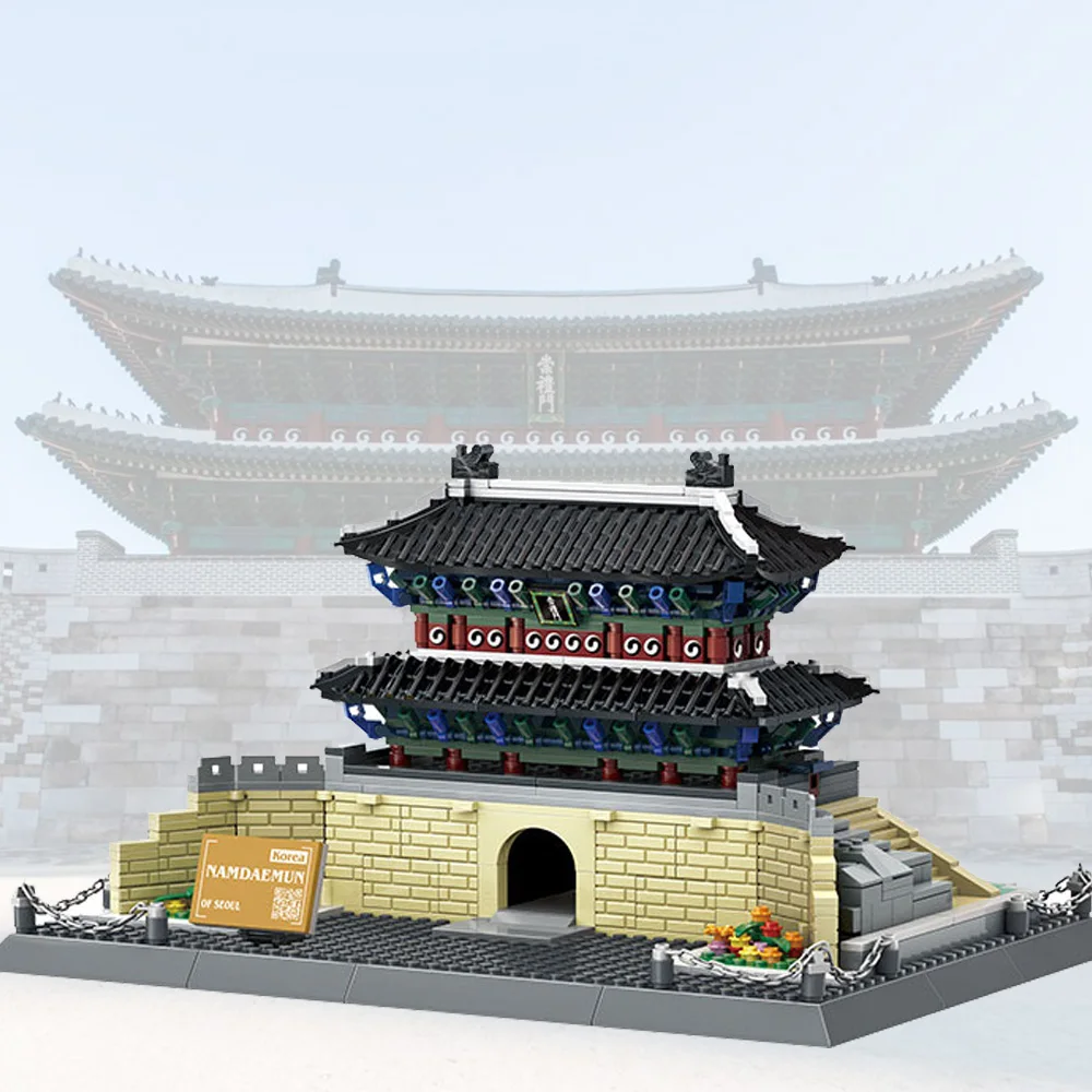 

Креативная Корея Chongli Gate, древняя архитектура, строительный блок, набор моделей с видом на улицу, строительный кирпич, коллекция игрушек для подарка