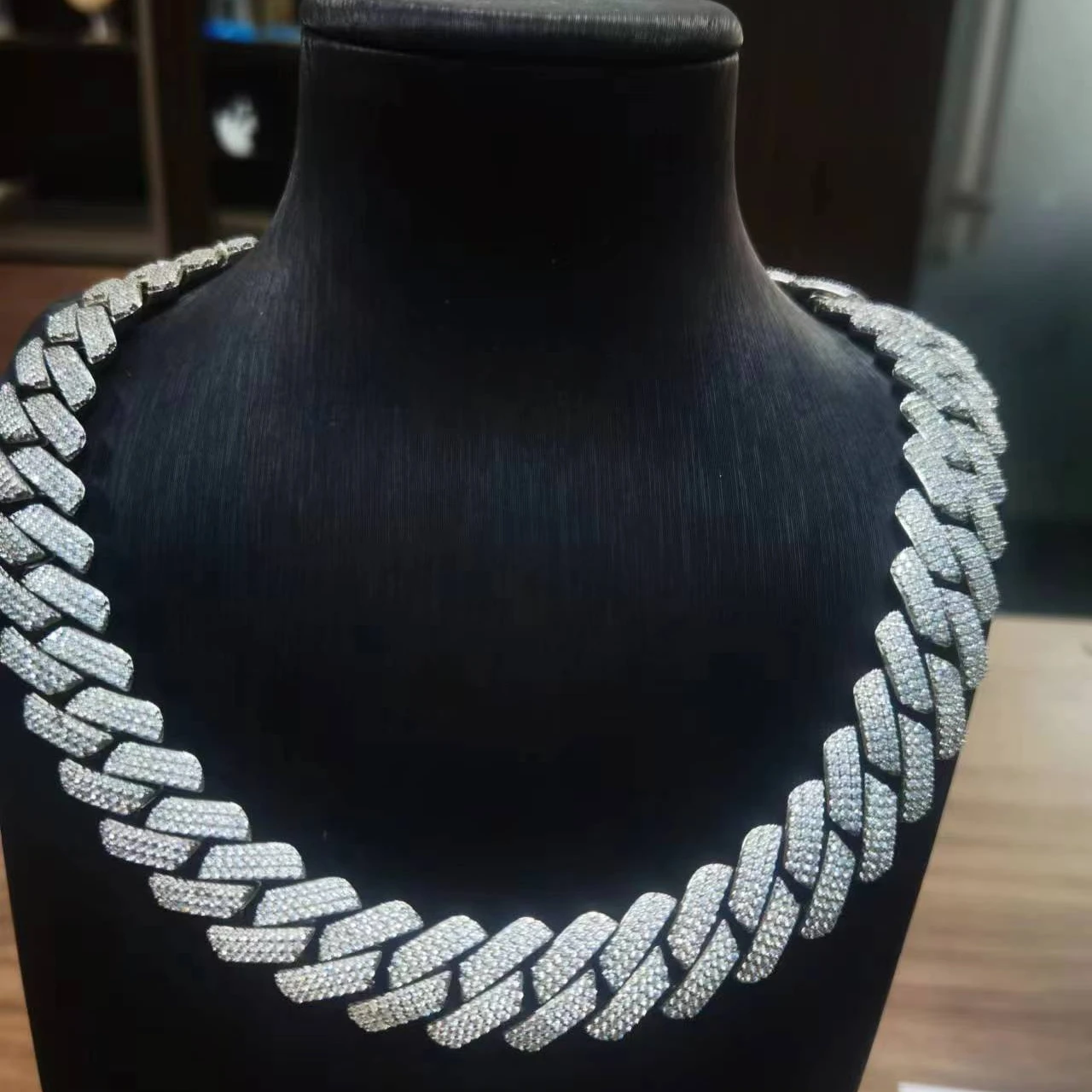 925 Silver Ice Out 12mm 15mm 18mm 20mm Diamond Cuban Link Chain Men's Moissanite Rapper hip hop chain Cuban Link