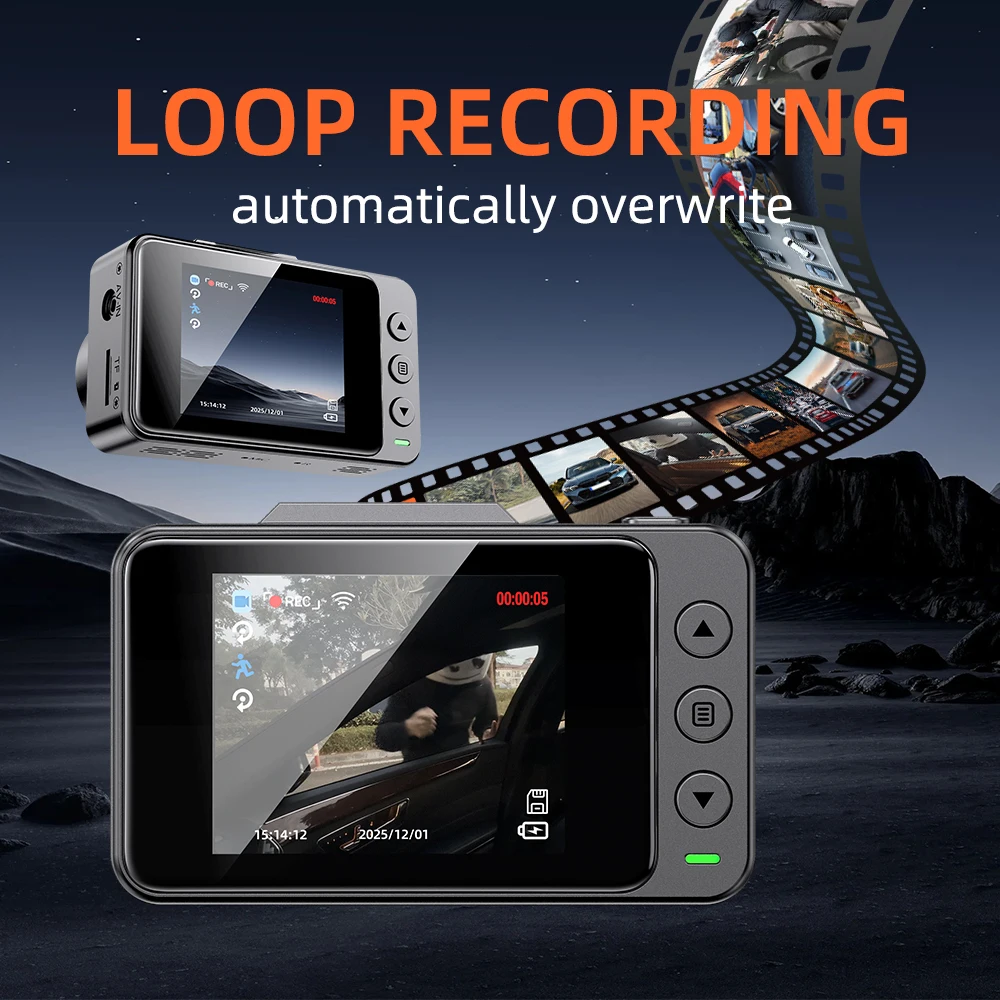 4K 듀얼 대시캠 전방 2160P & 후방 1080P |   WiFi 슈퍼 나이트 비전 주차 모니터 무료 앱 범용 마운트 - 선물