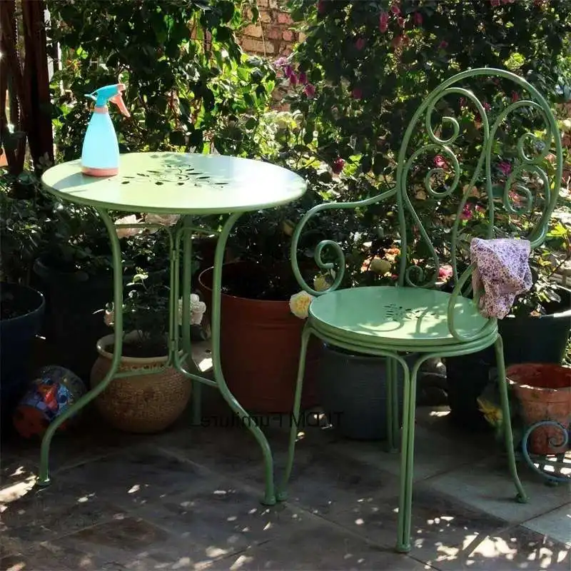 

Nordic Iron Balcony Table and Chairs Outdoor Garden Terrace For country house Waterproof Leisure Table Chair Patio Furniture Z
