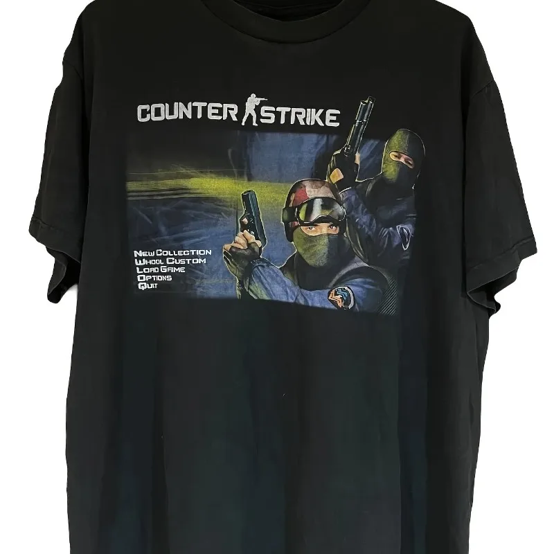 Men's Counter Strike Game T-shirt - Black Tactical Men's T-shirt Summer New Style Unisex T-shirt