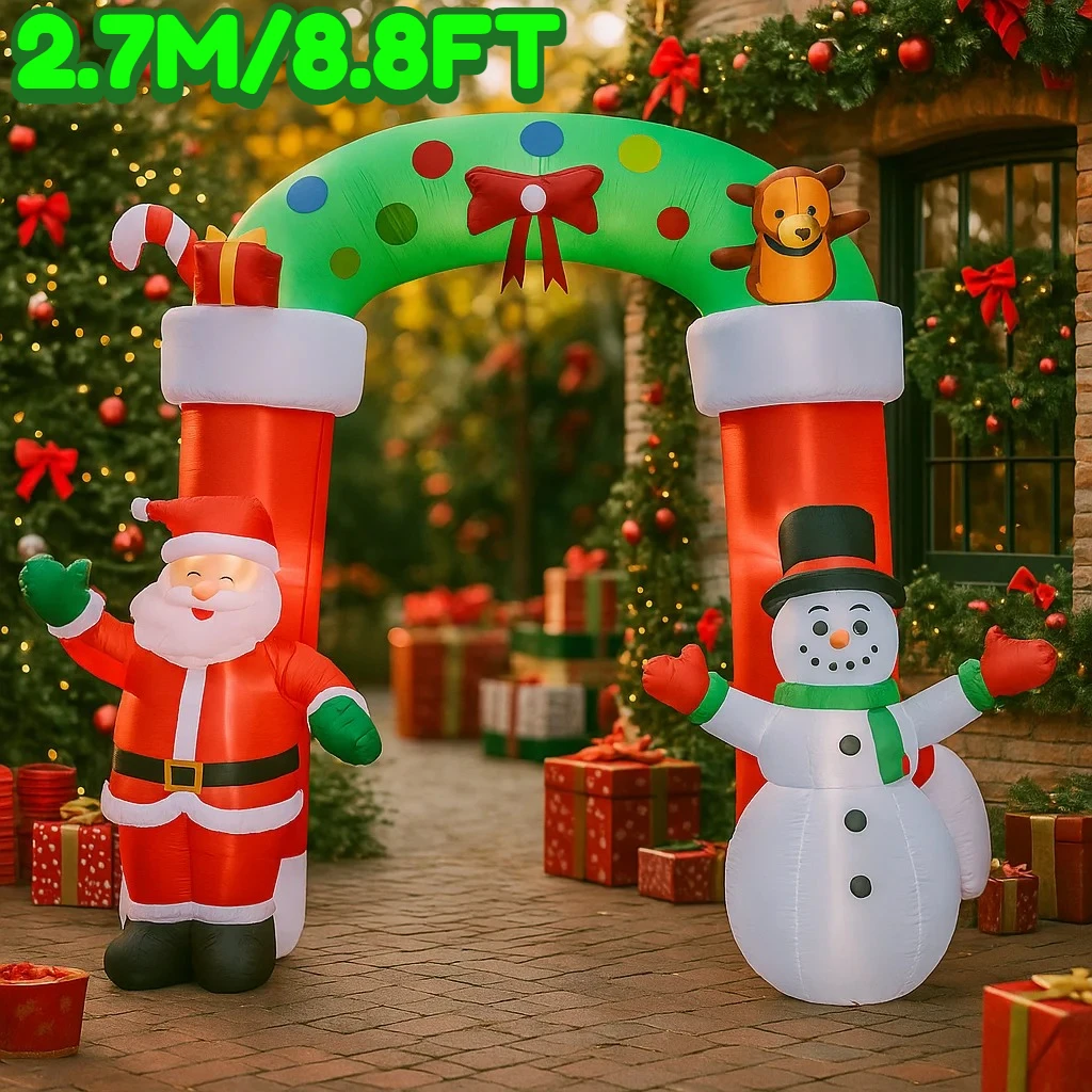 2.7M/8.8FT Inflatable Santa Snowman Archway Lights LED home decoration Toys Yard Xmas Supplies Outdoor Holiday Party Lawn Decor