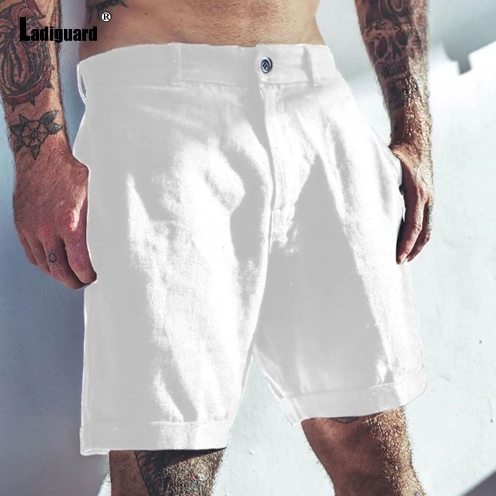 White Navy Cotton Linen Shorts Men Fashion Zipper Pocket Short Pants Male Streetwear 2024 Stylish simplicity Casual Beach Shorts