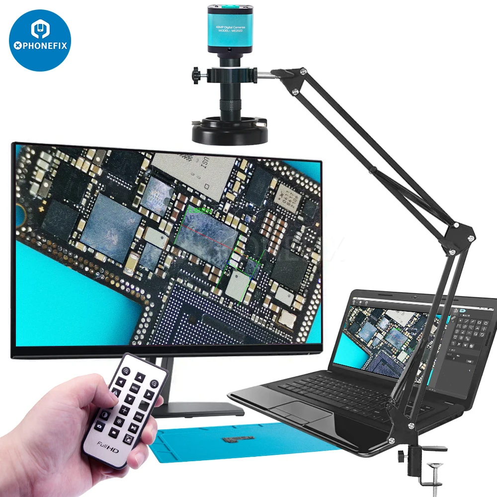 48MP 4K 1080P HDMI USB Industrial Video Microscope Camera 130X Zoom C Mount Lens for Digital Image Acquisition Repair Soldering