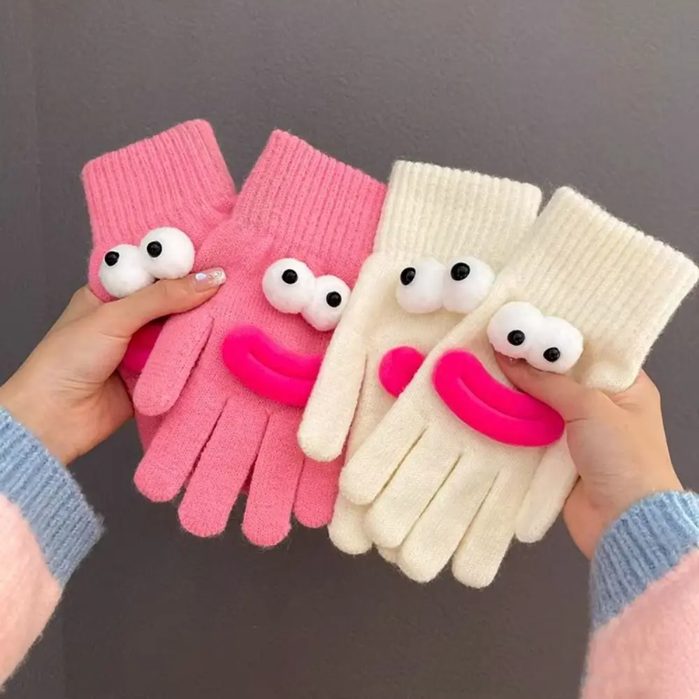 Warm Sausage Mouth Winter Knitted Gloves Knitted Korean Style Full Finger Mittens Touchscreen Warm Gloves Women