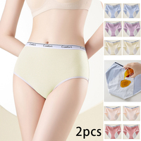 2pcs Girl Menstrual Panties Women's Physiological Briefs Ladies Period Leak Proof Panty High Waist Cotton Underwear