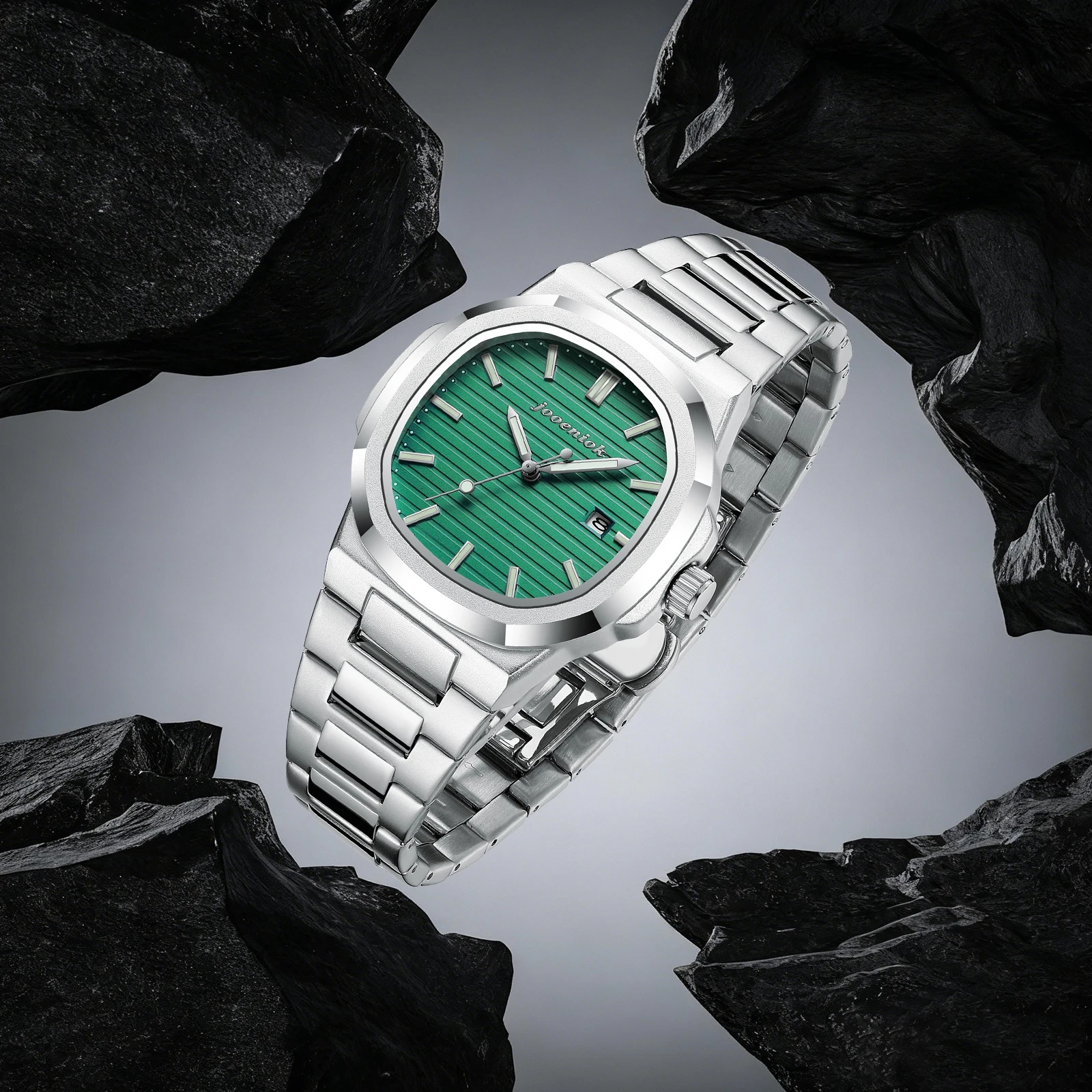 

JOOENIOK Роскошные военные мужские часы, квадратные водонепроницаемые светящиеся мужские часы с датой недели, кварцевые мужские часы из нержавеющей стали, Reloj + коробка