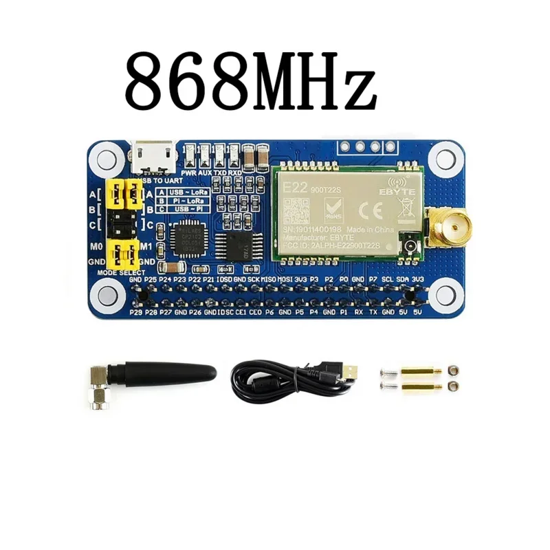 

868MHz LoRa Wireless Expansion Board Radio Module HAT Starter Kit For RPI Raspberry Pi 0 Zero 2 WH 0W 2W 3B 3 Model B Plus 4 5