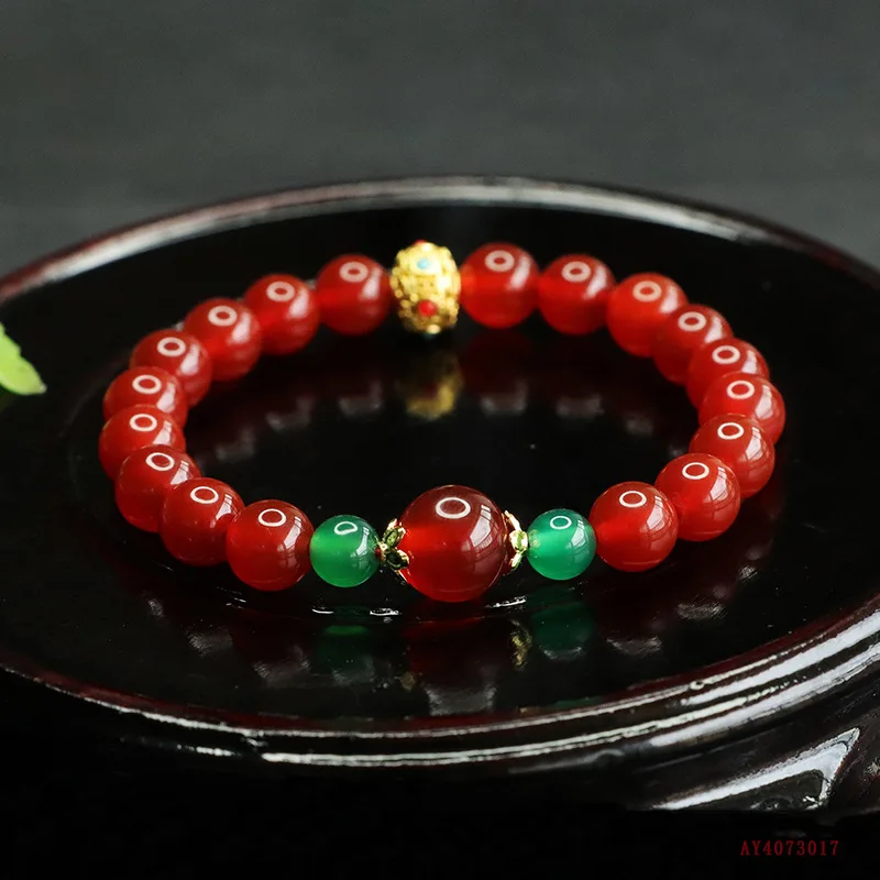 

Natural chalcedony bracelet, pigeon blood red agate crystal bracelet, ethnic jewelry.