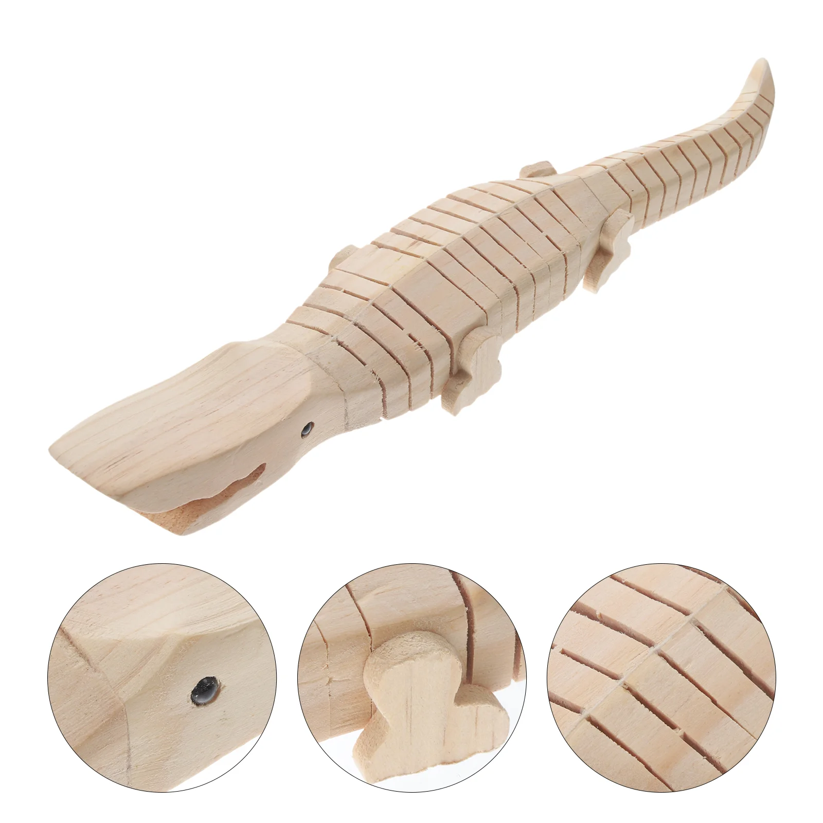 

5 Pcs Small Crocodile Model Blank Wood Wooden Baby Vivid Animal Wiggle Toy DIY Students