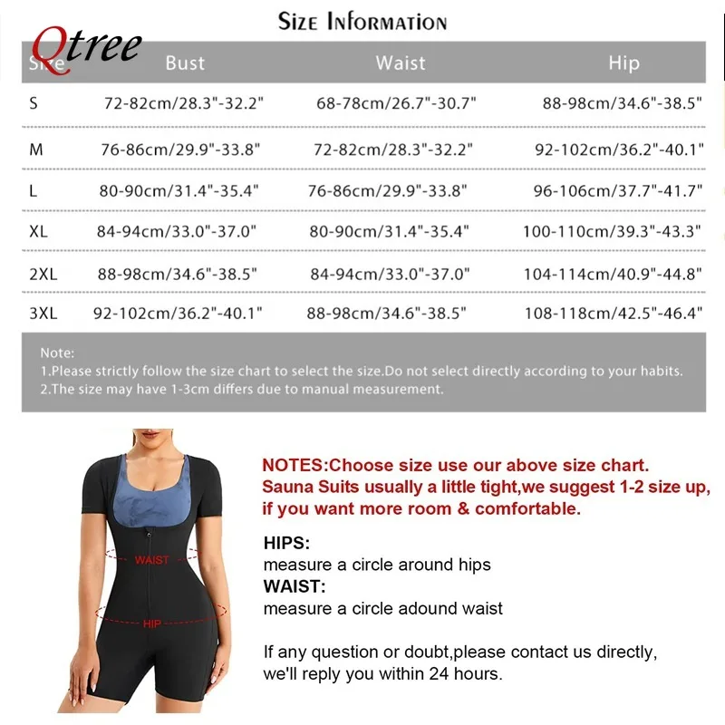 Qtree Womens Sauna Suit for Weight Loss Full Body Shaper Shapewear Bodysuit Sweat Slimming Workout Waist Trainer with Sleeves