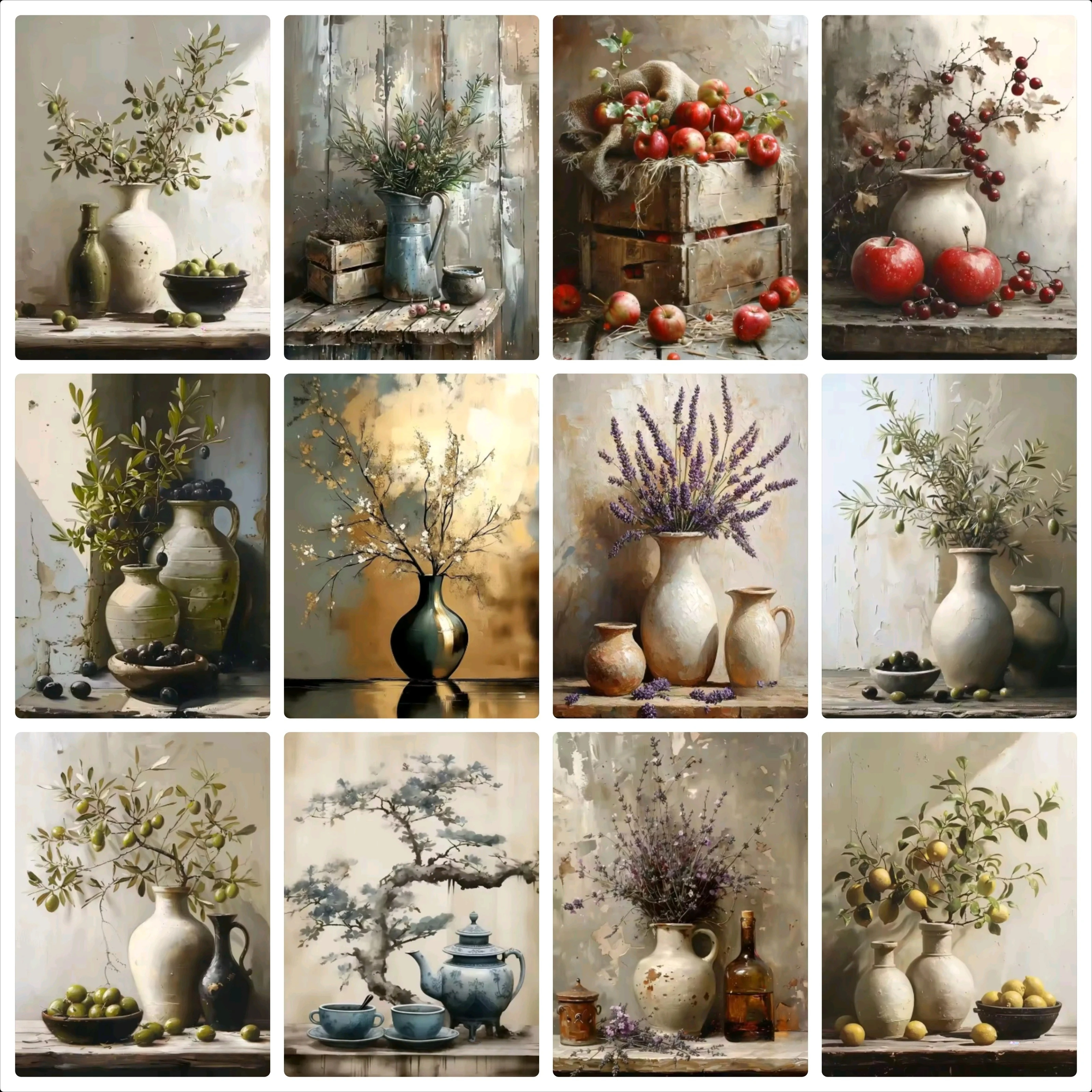 Zitronen-Olivenbaum-Pflanzen in Vase Stilleben Diamant-Malerei-Set Quadratische Runde Diamanten 5D DIY Mosaik Handgemachtes Kunstgeschenk Heimdekoration