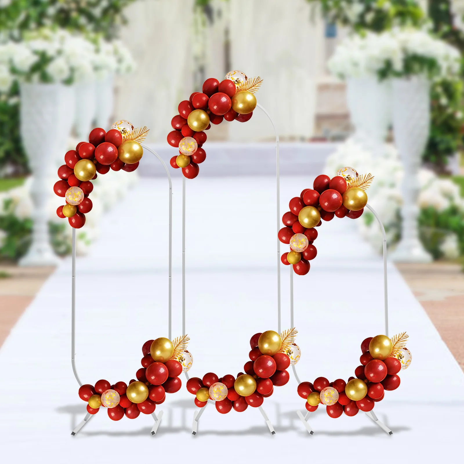 Imagem -02 - Oval Design Metal Backdrop Stand Arch Fácil Montagem Decoração de Casamento Conjunto de 3