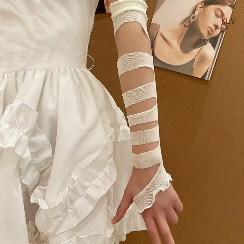 ถุงมือผ้าพันแผลสำหรับกิจกรรมแอนิเมชั่นวัฒนธรรมย่อยปลอกแขนสาววัยรุ่นปลอกแขน 6XDA