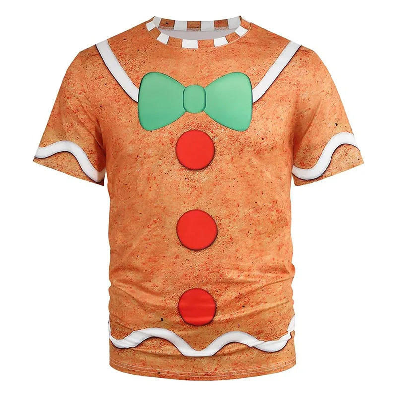 T-shirt de cosplay amusant motif pain d'épices pour homme, vêtement décontracté tendance pour festival, avec motif imprimé 3D, style urbain et original