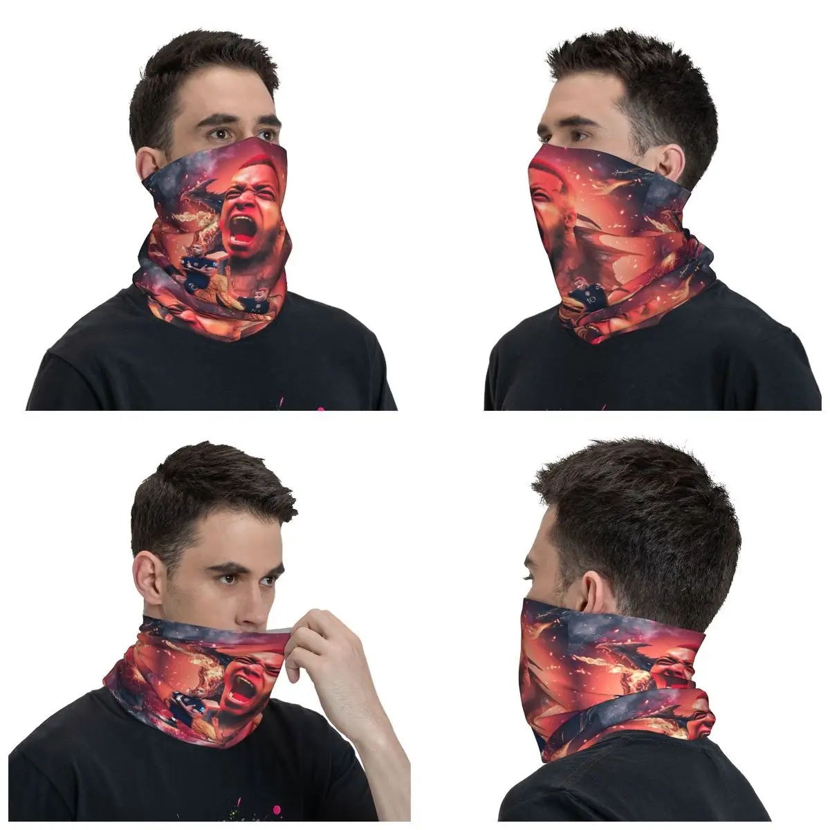 Custom Football Mbappes Collage Bandana Neck Gaiter for Hiking Running Wrap Scarf Soccer Gift Balaclava Warmer Face Scarf Cover