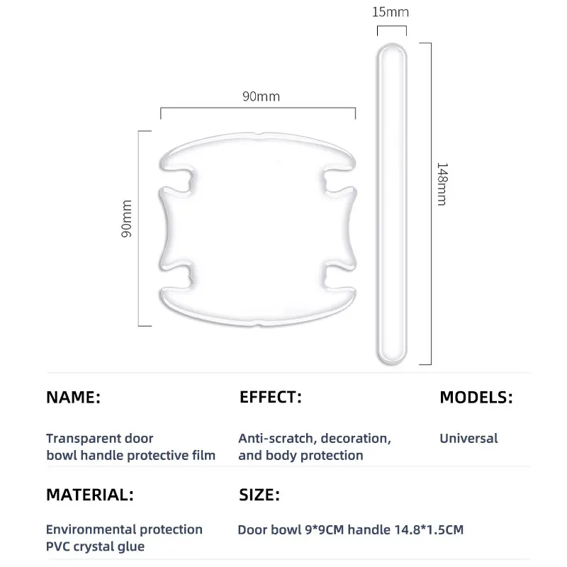Car Door Handle Bowl Scratch Protective Invisible Transparent Stickers Silicon Rearview Mirror Anti-collision Protection Strip